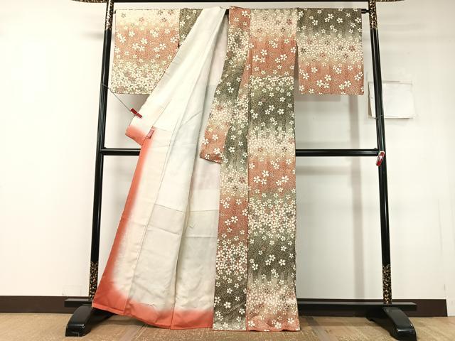 平和屋着物●上質な小紋　舞桜　暈し染め　金彩　正絹　逸品　CABC9821vp