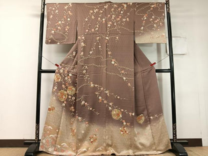 平和屋着物●訪問着 駒刺繍 雪輪枝垂れ花文 暈し染め 金彩 ますいわ屋扱い 正絹 逸品 CABC9822vp