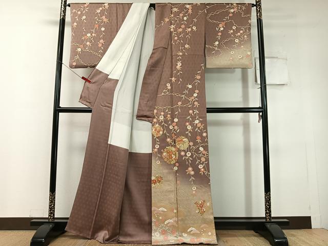 平和屋着物●訪問着 駒刺繍 雪輪枝垂れ花文 暈し染め 金彩 ますいわ屋扱い 正絹 逸品 CABC9822vp