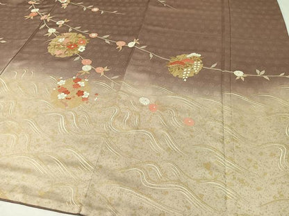 平和屋着物●訪問着 駒刺繍 雪輪枝垂れ花文 暈し染め 金彩 ますいわ屋扱い 正絹 逸品 CABC9822vp