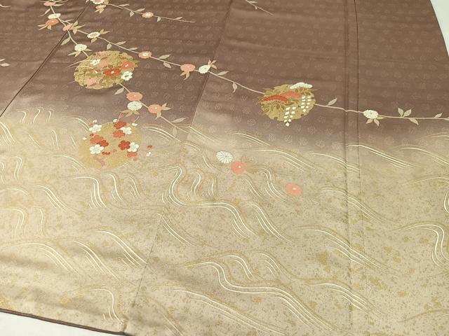 平和屋着物●訪問着 駒刺繍 雪輪枝垂れ花文 暈し染め 金彩 ますいわ屋扱い 正絹 逸品 CABC9822vp