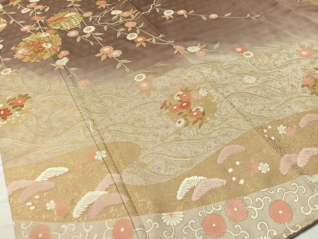 平和屋着物●訪問着 駒刺繍 雪輪枝垂れ花文 暈し染め 金彩 ますいわ屋扱い 正絹 逸品 CABC9822vp