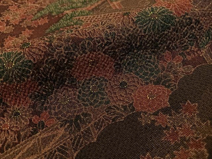 平和屋着物●上質な小紋　風景花松文　金彩　鬼しぼ縮緬　ロング丈　正絹　逸品　未使用　CABC9823vp