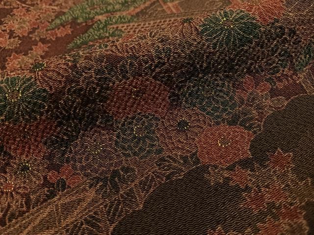 平和屋着物●上質な小紋　風景花松文　金彩　鬼しぼ縮緬　ロング丈　正絹　逸品　未使用　CABC9823vp