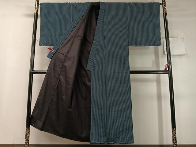 平和屋着物●男性　お召　縞　正絹　逸品　未使用　CABC9827vp