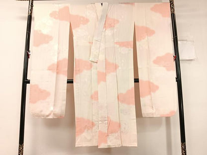 平和屋着物●振袖用長襦袢　無双仕立て　雲取り花丸地紋　暈し染め　正絹　逸品　未使用　CABC9829vp