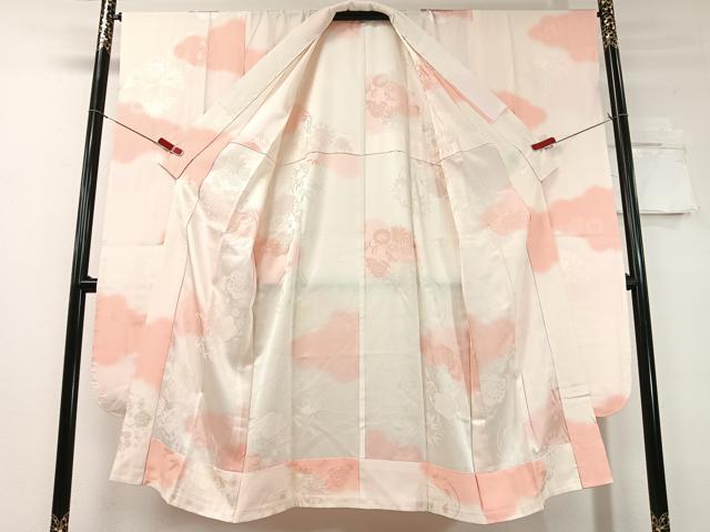 平和屋着物●振袖用長襦袢　無双仕立て　雲取り花丸地紋　暈し染め　正絹　逸品　未使用　CABC9829vp