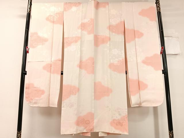 平和屋着物●振袖用長襦袢　無双仕立て　雲取り花丸地紋　暈し染め　正絹　逸品　未使用　CABC9829vp