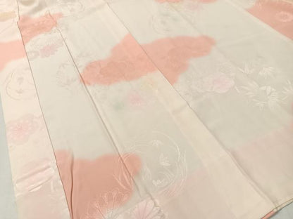 平和屋着物●振袖用長襦袢　無双仕立て　雲取り花丸地紋　暈し染め　正絹　逸品　未使用　CABC9829vp