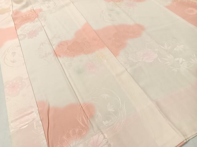 平和屋着物●振袖用長襦袢　無双仕立て　雲取り花丸地紋　暈し染め　正絹　逸品　未使用　CABC9829vp