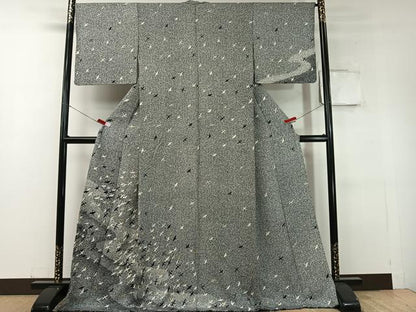 平和屋着物●訪問着 群れ鶴 たたき染め 金銀彩 ロング丈 正絹 逸品 CABC9832vp