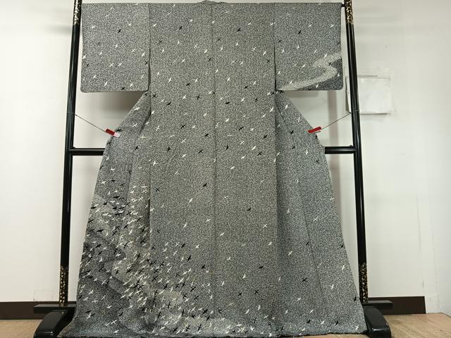 平和屋着物●訪問着 群れ鶴 たたき染め 金銀彩 ロング丈 正絹 逸品 CABC9832vp