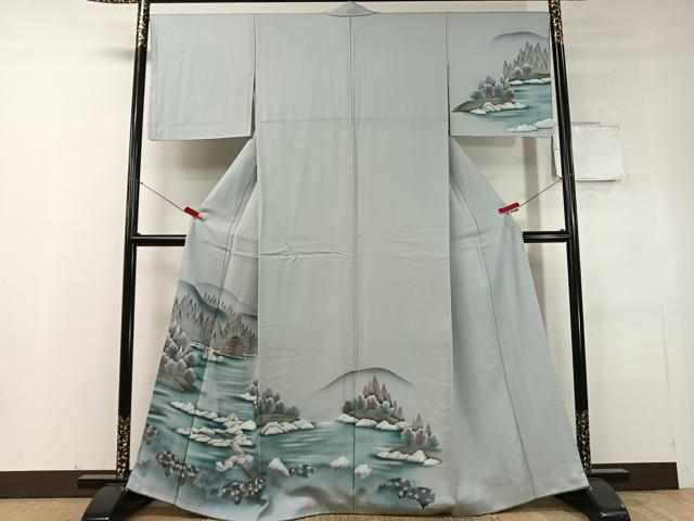 平和屋着物▼訪問着 名所風景文 暈し染め 金銀彩 正絹 逸品 CABC9833vp