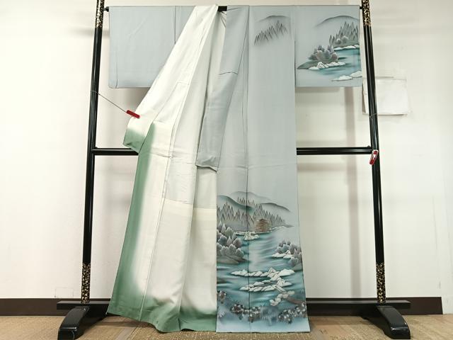 平和屋着物▼訪問着 名所風景文 暈し染め 金銀彩 正絹 逸品 CABC9833vp