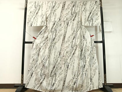 平和屋着物●上質な小紋　鬘帯花蝶文　金彩　やまと誂製　正絹　逸品　未使用　CABC9834vp