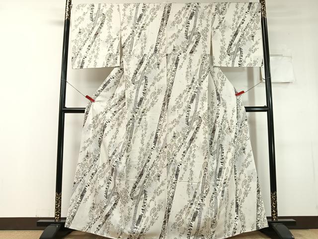平和屋着物●上質な小紋　鬘帯花蝶文　金彩　やまと誂製　正絹　逸品　未使用　CABC9834vp