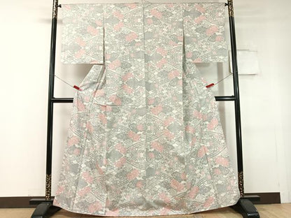 平和屋着物●本場大島紬　白大島　7マルキ　立波花文　正絹　逸品　未使用　CABC9836vp