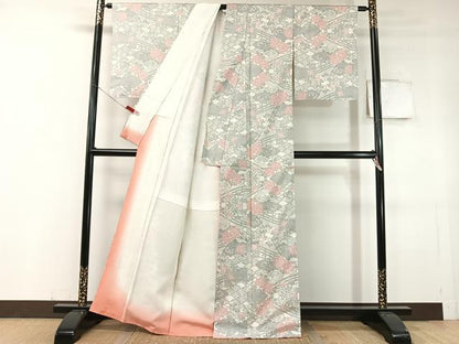平和屋着物●本場大島紬　白大島　7マルキ　立波花文　正絹　逸品　未使用　CABC9836vp