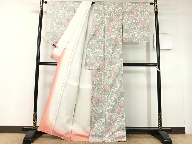 平和屋着物●本場大島紬　白大島　7マルキ　立波花文　正絹　逸品　未使用　CABC9836vp