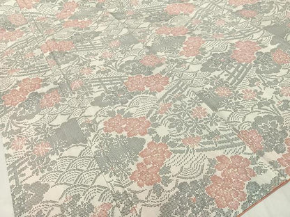 平和屋着物●本場大島紬　白大島　7マルキ　立波花文　正絹　逸品　未使用　CABC9836vp