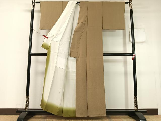 平和屋着物●江戸小紋　服部光擴　草木染　丸文　鬼しぼ縮緬　正絹　逸品　CABC9837vp