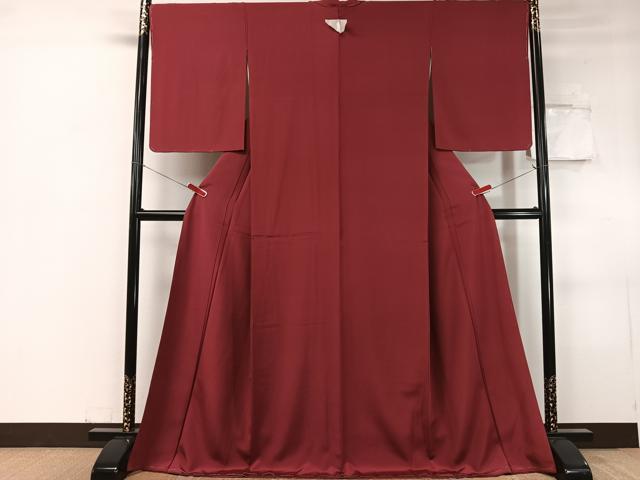 平和屋着物●上質な色無地 蘇芳色 ロング丈 正絹 逸品 未使用 CABC9838vp