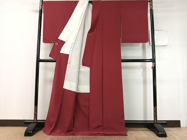 平和屋着物●上質な色無地 蘇芳色 ロング丈 正絹 逸品 未使用 CABC9838vp