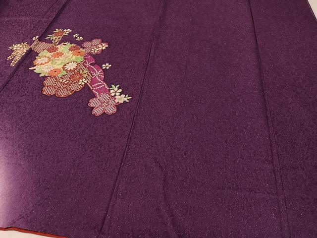 平和屋着物●豪華振袖 雪芝花丸文 暈し染め 金通し地 正絹 逸品 CABC9841vp