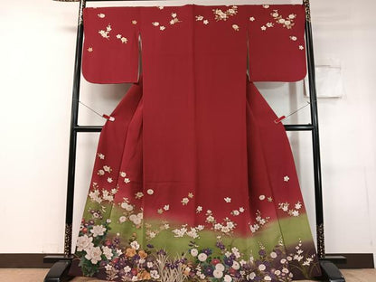 平和屋着物●訪問着　草花文　暈し染め　金彩　正絹　逸品　CABC9842vp