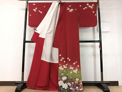 平和屋着物●訪問着　草花文　暈し染め　金彩　正絹　逸品　CABC9842vp