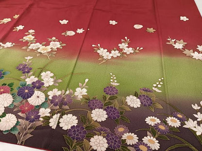 平和屋着物●訪問着　草花文　暈し染め　金彩　正絹　逸品　CABC9842vp