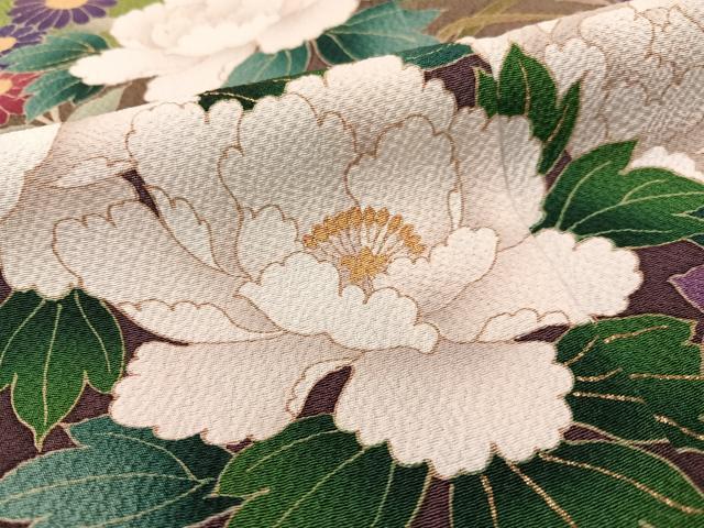 平和屋着物●訪問着　草花文　暈し染め　金彩　正絹　逸品　CABC9842vp