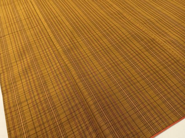 平和屋着物●黄八丈　紬　格子柄　正絹　逸品　未使用　CABC9843vp