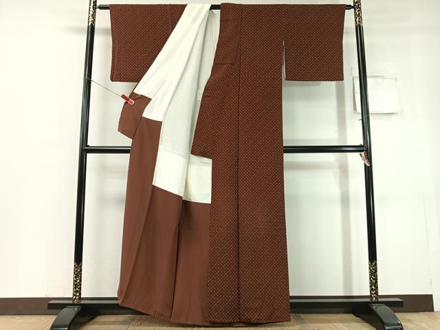 平和屋着物●上質な小紋　型染め　吉祥花文　鬼しぼ縮緬　正絹　逸品　CABC9844vp