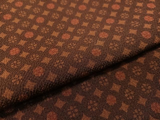 平和屋着物●上質な小紋　型染め　吉祥花文　鬼しぼ縮緬　正絹　逸品　CABC9844vp