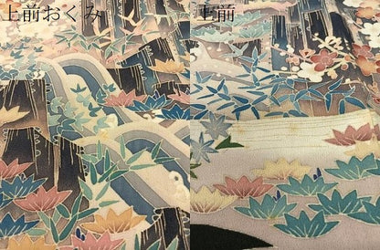 平和屋着物●本加賀友禅作家　杉浦伸　黒留袖　立波草花文　正絹　逸品　CABC9846vp