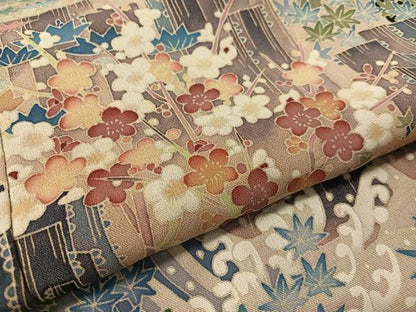 平和屋着物●本加賀友禅作家　杉浦伸　黒留袖　立波草花文　正絹　逸品　CABC9846vp