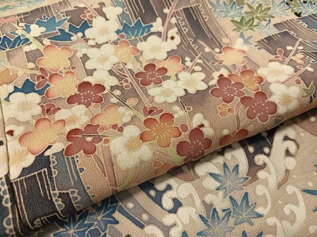平和屋着物●本加賀友禅作家　杉浦伸　黒留袖　立波草花文　正絹　逸品　CABC9846vp