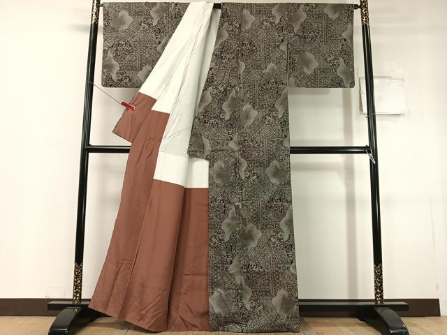 平和屋着物●本場大島紬　9マルキ　動物吉祥更紗文　正絹　逸品　CABC9847vp