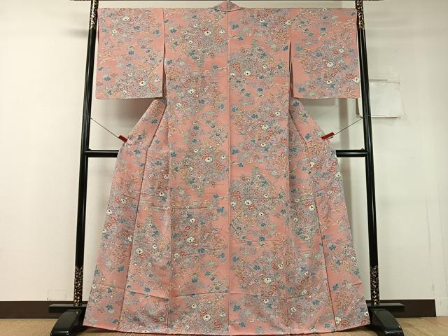 平和屋着物●上質な小紋　花鳥文　金彩　正絹　逸品　CABC9849vp