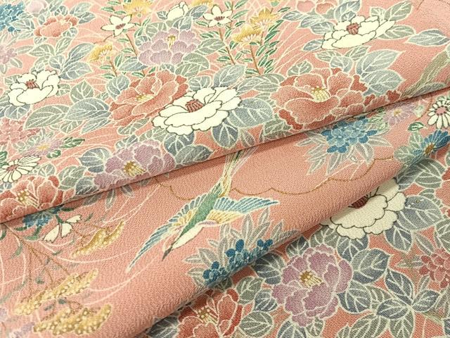 平和屋着物●上質な小紋　花鳥文　金彩　正絹　逸品　CABC9849vp