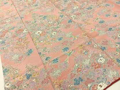 平和屋着物●上質な小紋　花鳥文　金彩　正絹　逸品　CABC9849vp