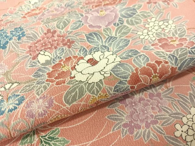 平和屋着物●上質な小紋　花鳥文　金彩　正絹　逸品　CABC9849vp