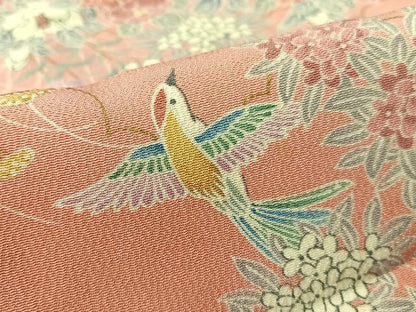 平和屋着物●上質な小紋　花鳥文　金彩　正絹　逸品　CABC9849vp