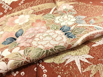 平和屋着物●訪問着　流水鹿の子花鳥文　暈し染め　金彩　正絹　逸品　CABC9850vp