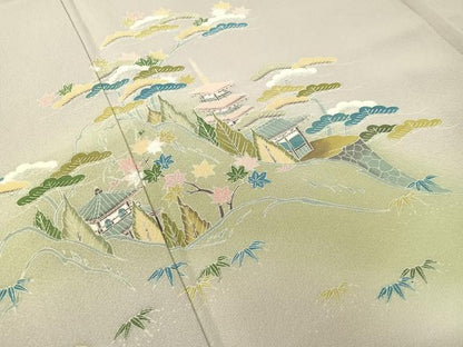 平和屋着物●訪問着　友禅　作家物　名所風景文　暈し染め　正絹　逸品　CABC9851vp