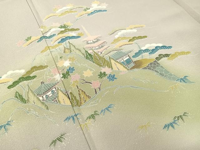 平和屋着物●訪問着　友禅　作家物　名所風景文　暈し染め　正絹　逸品　CABC9851vp