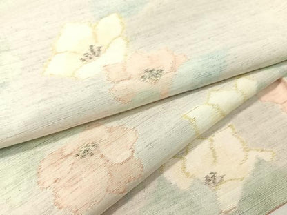 平和屋着物●上質な紬　草花文　正絹　逸品　CABC9852vp