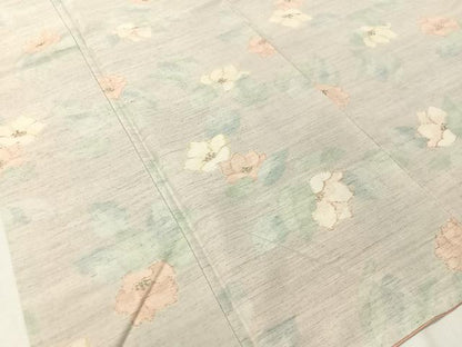 平和屋着物●上質な紬　草花文　正絹　逸品　CABC9852vp