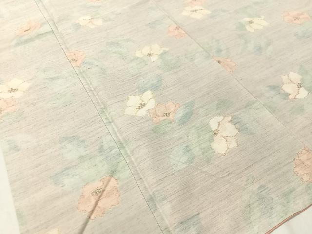 平和屋着物●上質な紬　草花文　正絹　逸品　CABC9852vp